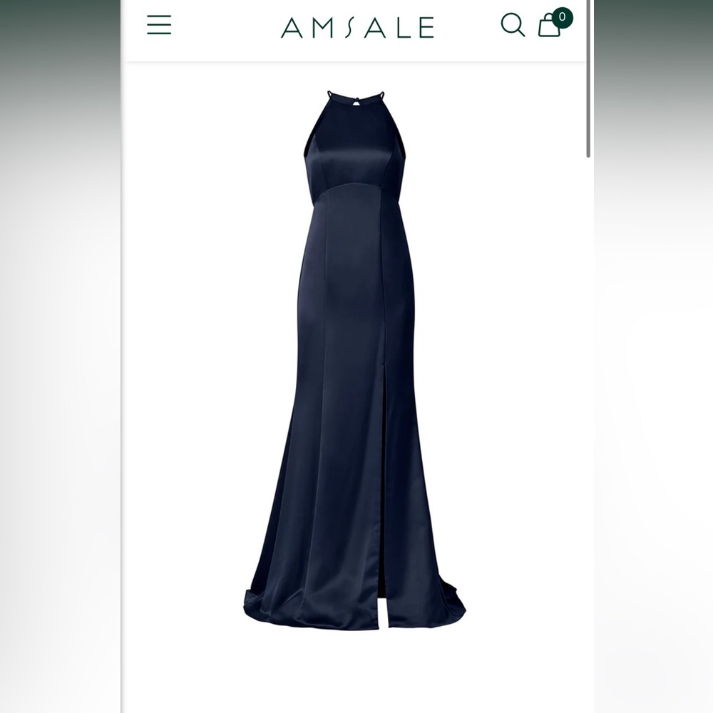 Amsale “Imani” bridesmaid dress Navy Satin